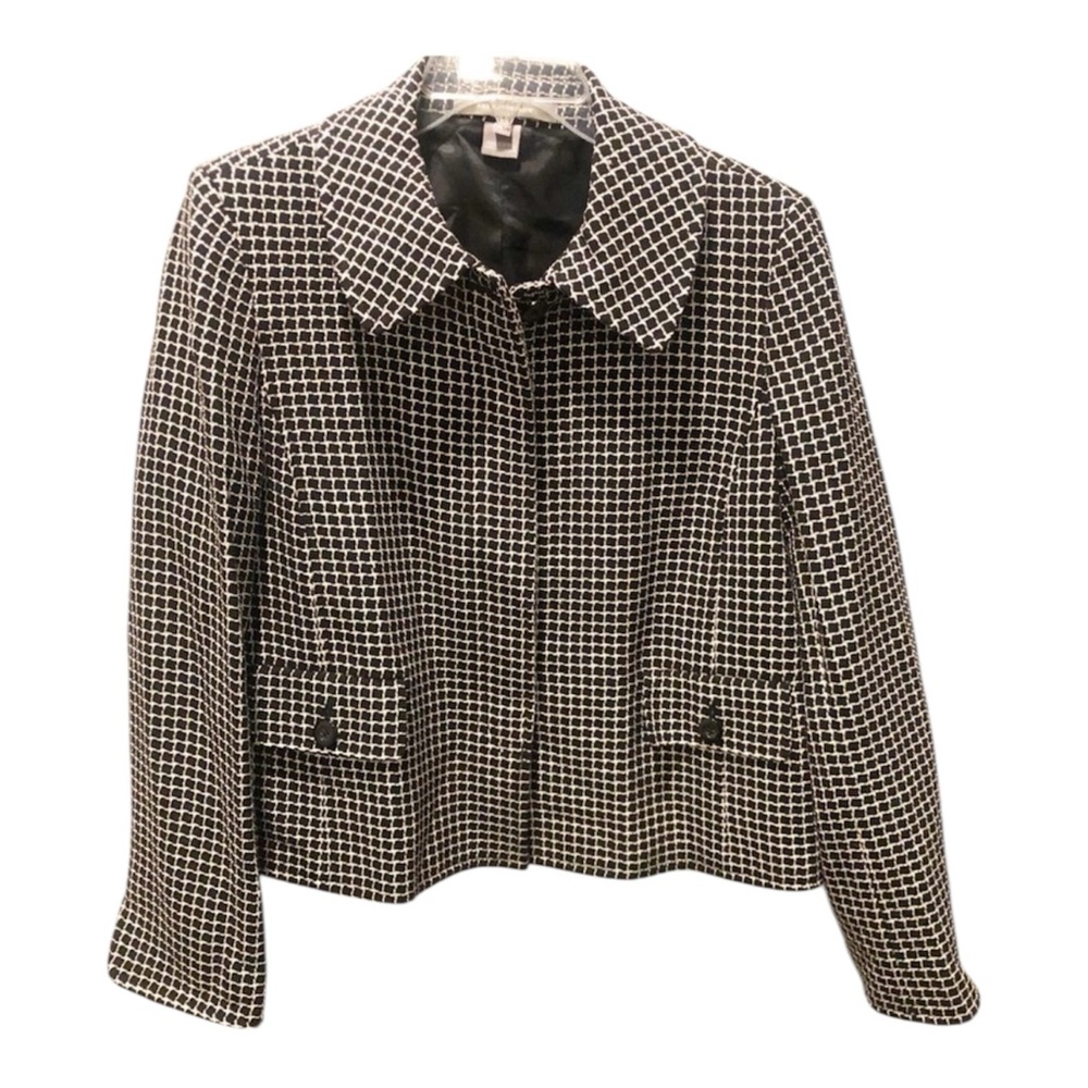 Ellen Tracy Wool Houndstooth Jacket Blazer Size 10